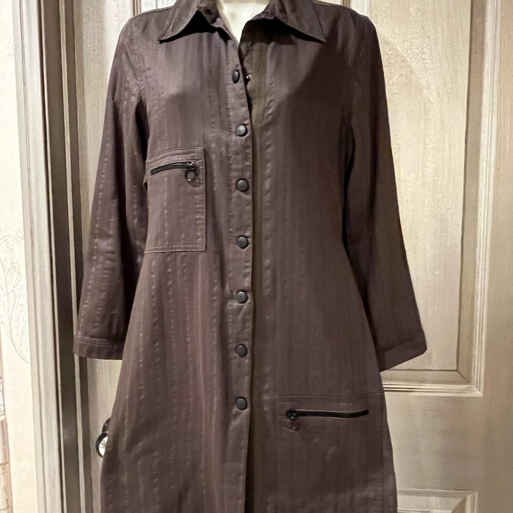 Cop.Copine Taupe Utility Coat / Dress with brand labeling